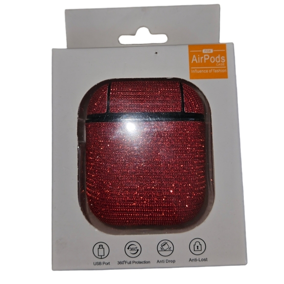 Apple Red Sparkle Airpod Case Protector - Picture 1 of 3